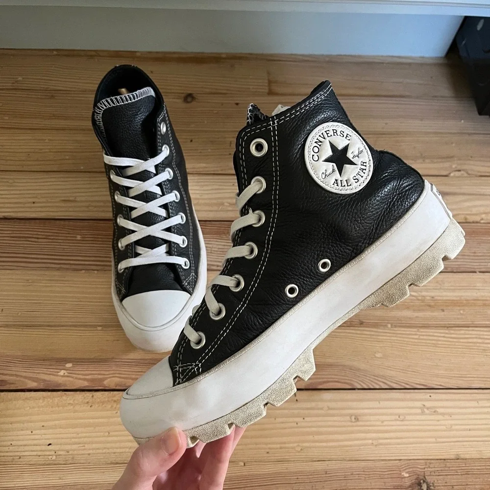 Converse Chuck Taylor All Star Lugged Leather High Top Platform Sneakers - Picture 1 of 10